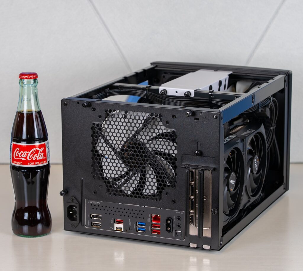 C2000 with Mini ITX Node case. Max RAM supported is 128GB (2 RAM slots). GPU Size restrictions may apply. All 'RTX PRO' cards will fit. GeForce cards up to RTX 5070 will fit.